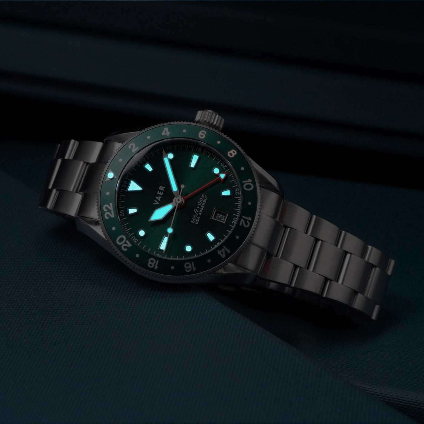 Vaer Watches G2 Meridian Green GMT - 39mm USA