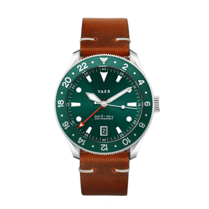 Vaer Watches G2 Meridian Green GMT - 39mm USA
