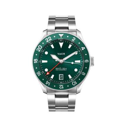 Vaer Watches G2 Meridian Green GMT - 39mm USA