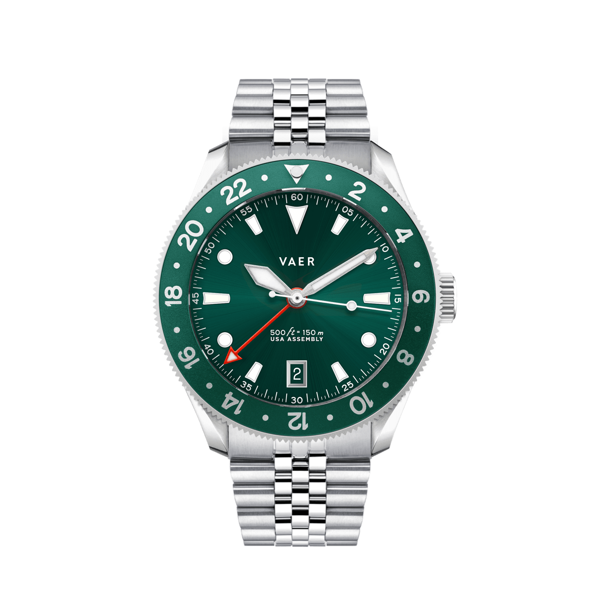 Vaer Watches G2 Meridian Green GMT - 39mm USA