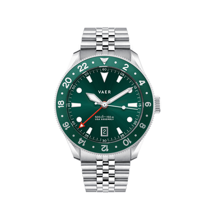 Vaer Watches G2 Meridian Green GMT - 39mm USA