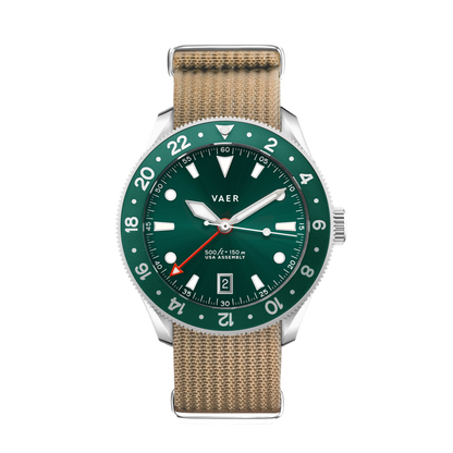 Vaer Watches G2 Meridian Green GMT - 39mm USA