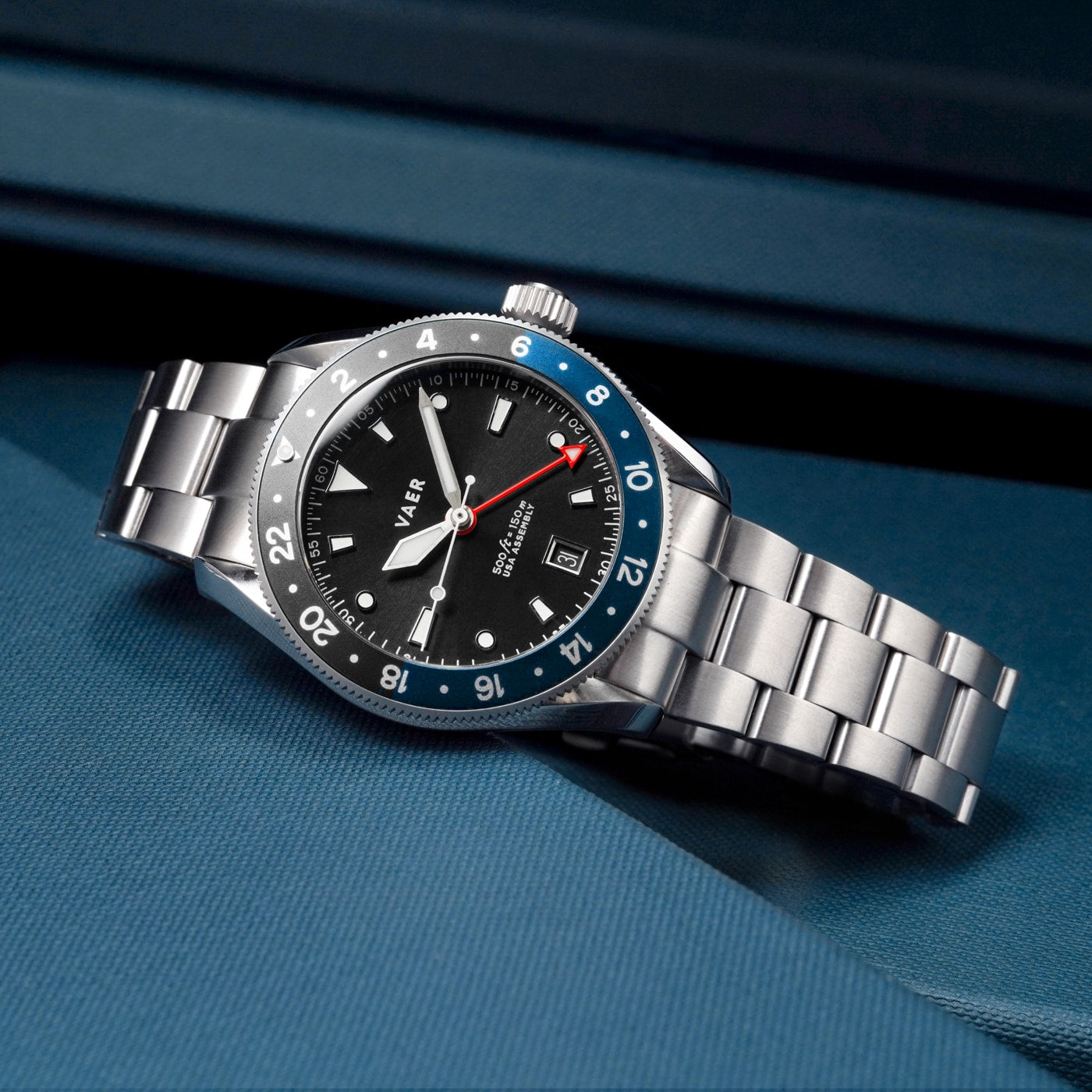 Vaer Watches G2 Meridian Navy/Black GMT - 39mm USA