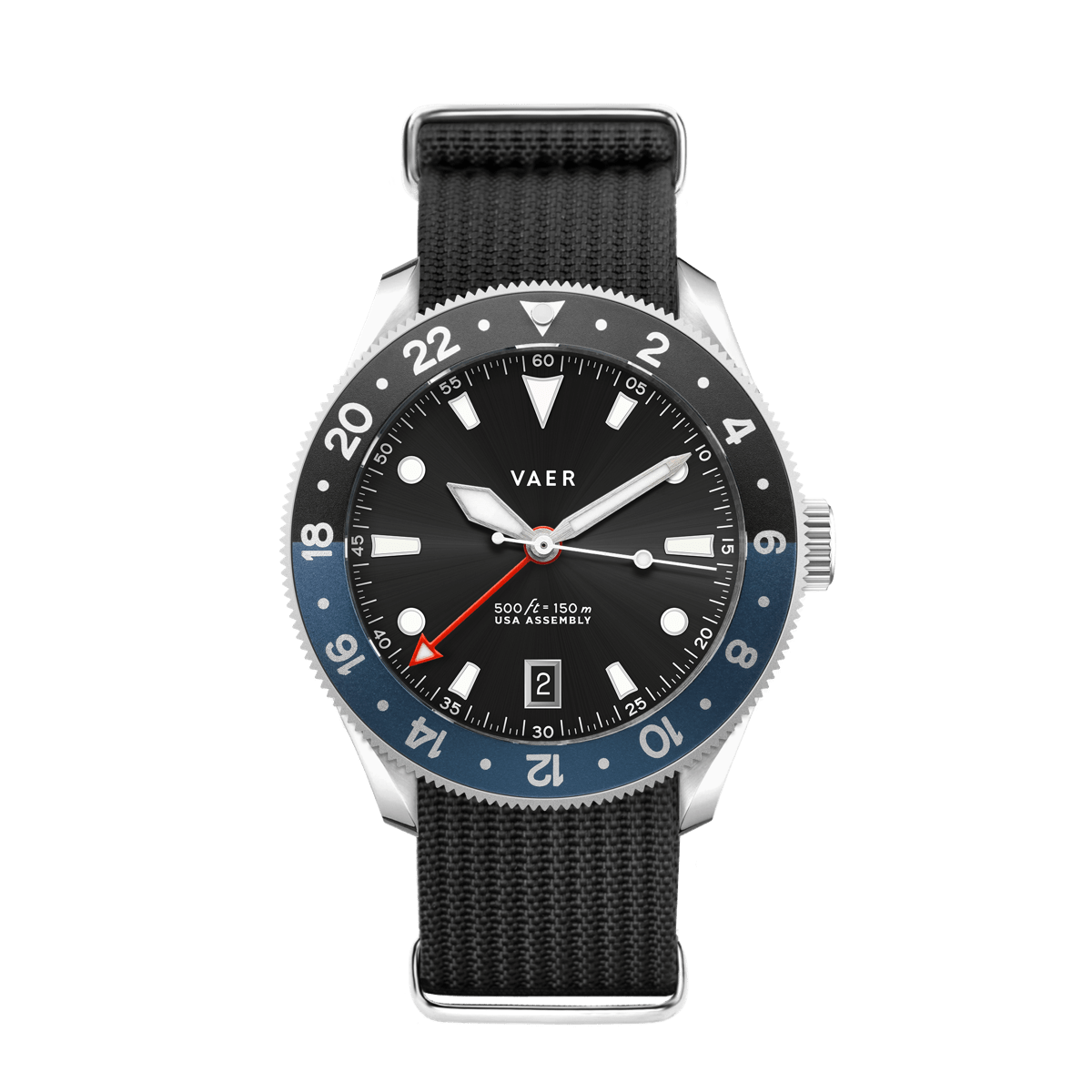 Vaer Watches G2 Meridian Navy/Black GMT - 39mm USA