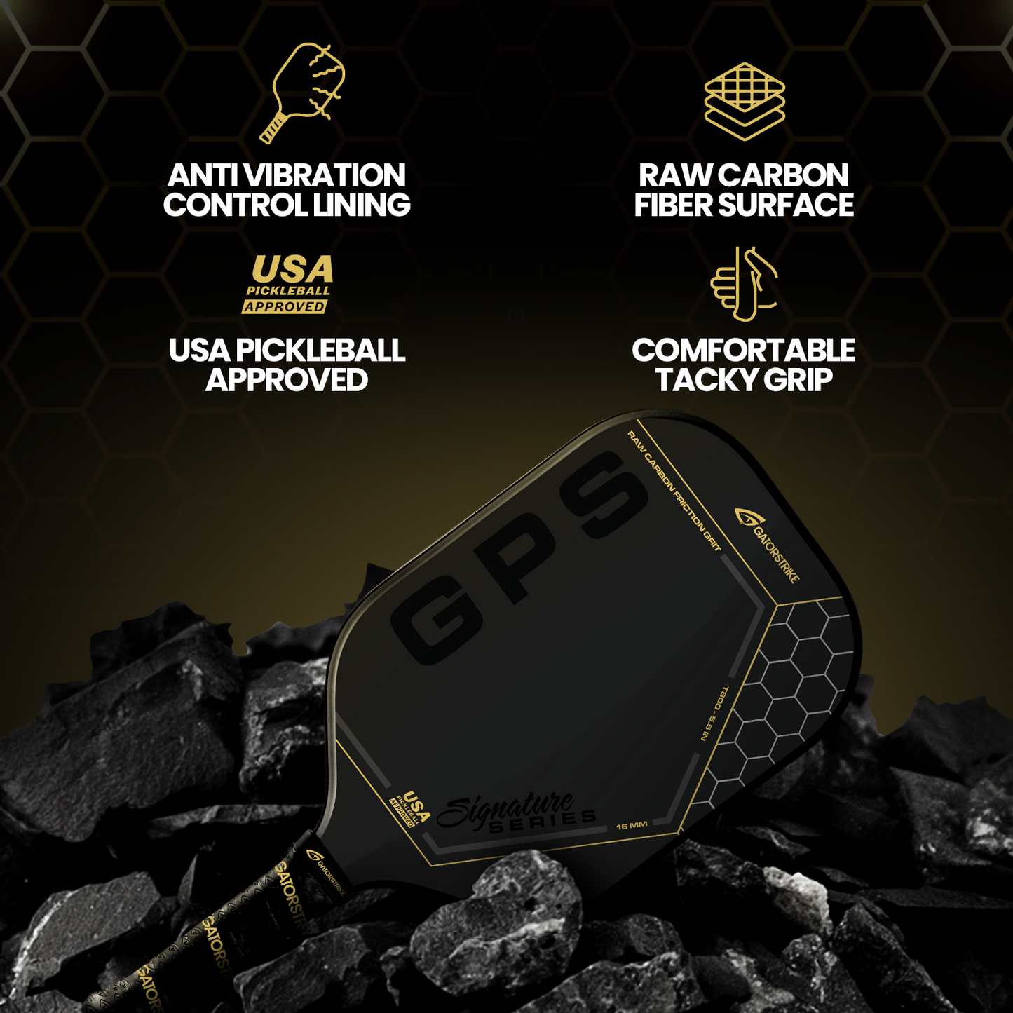 GatorStrike Gold Pro Control T700 (16mm) Raw Carbon Fiber Weave Grit