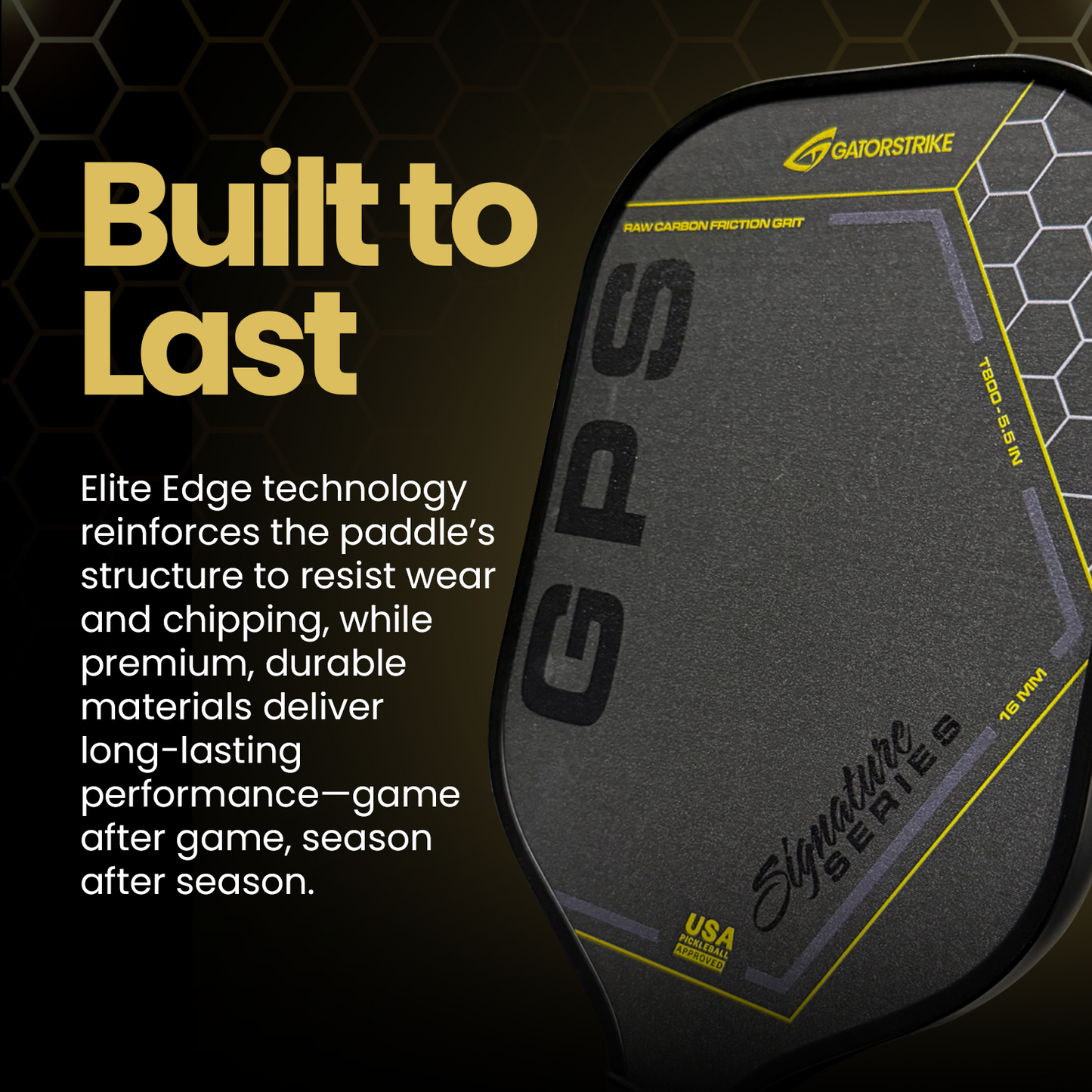 GatorStrike Gold Pro Power T800 Power (16mm) Raw Carbon Fiber Weave Grit