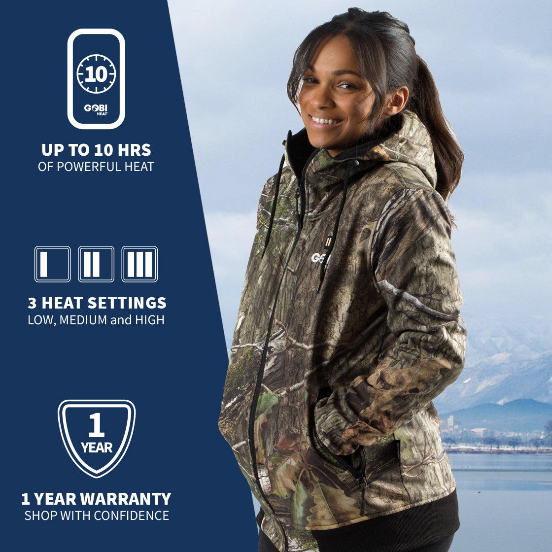 Gobi Heat Shadow Women's Heated Hunting Hoodie - Camo