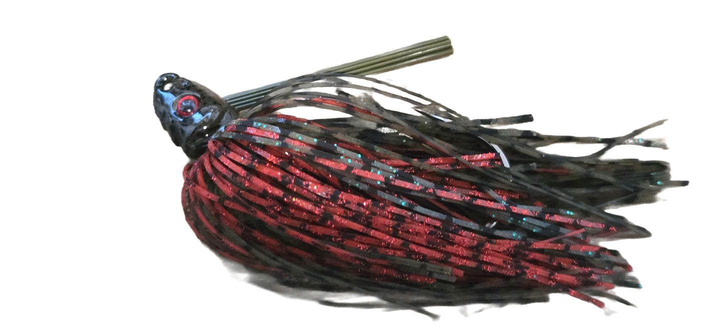 Just Lures Fishing Swim Jig  - Green Pumpkin / Red