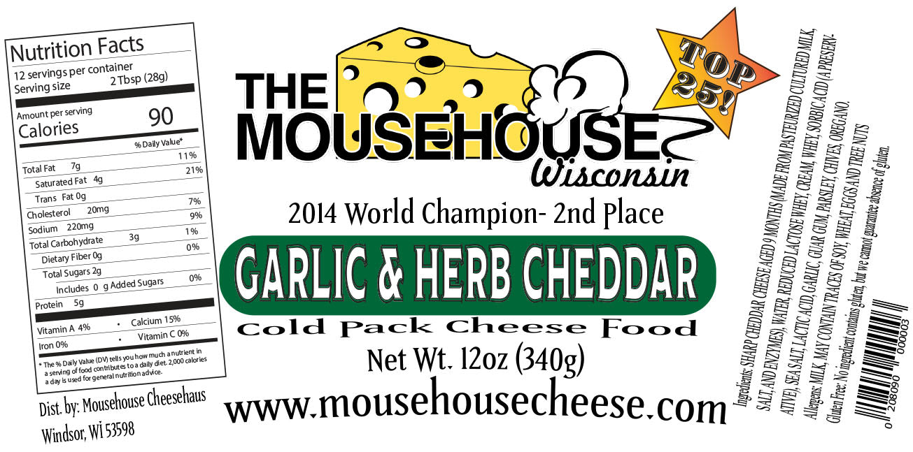 Mousehouse Cheesehaus Garlic & Herb Cheddar Spread, 12 oz