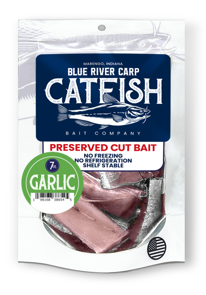 Blue River Carp Preserved Pre-Cut Fish Bait Nuggets, 7oz Package - 7 Scents Available