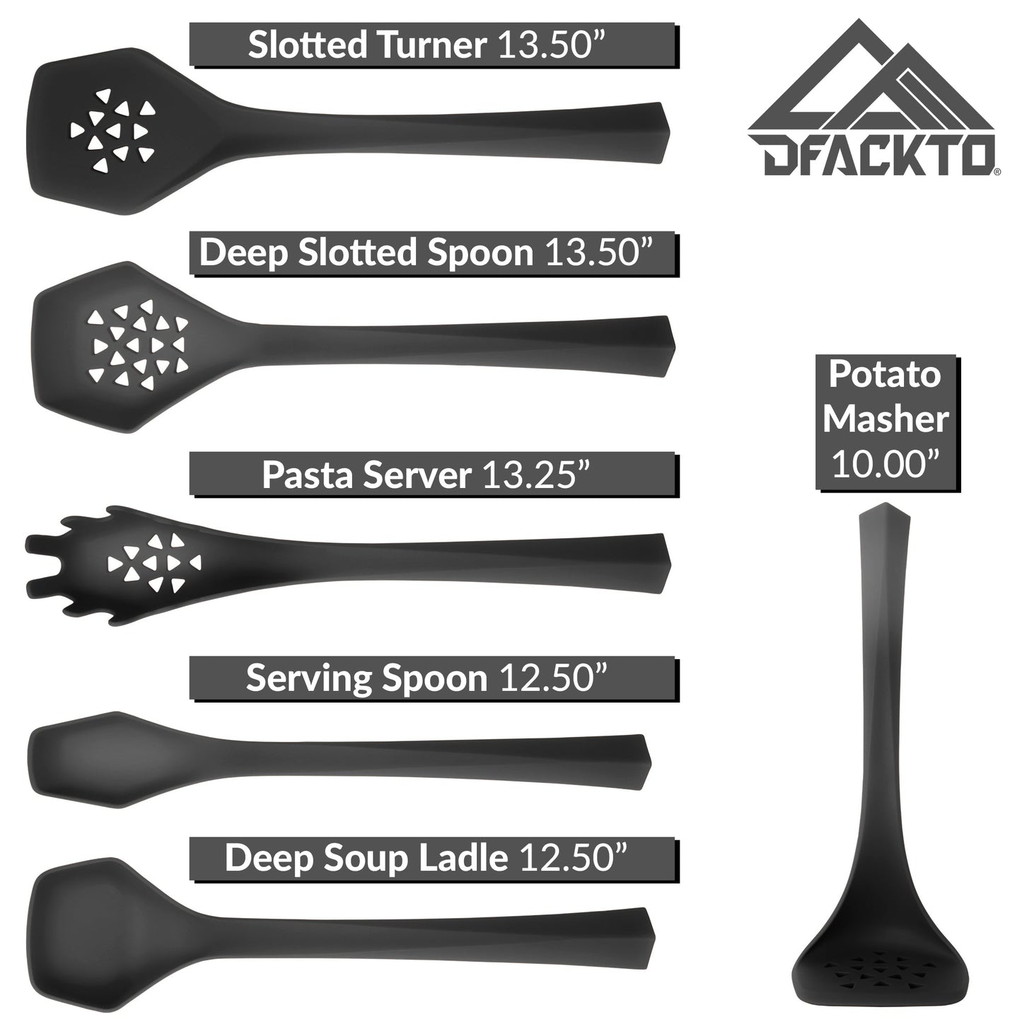 DFACKTO 6 Piece Heavy Duty Kitchen Utensil Set // Black