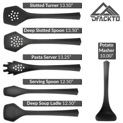 DFACKTO 6 Piece Heavy Duty Kitchen Utensil Set // Black