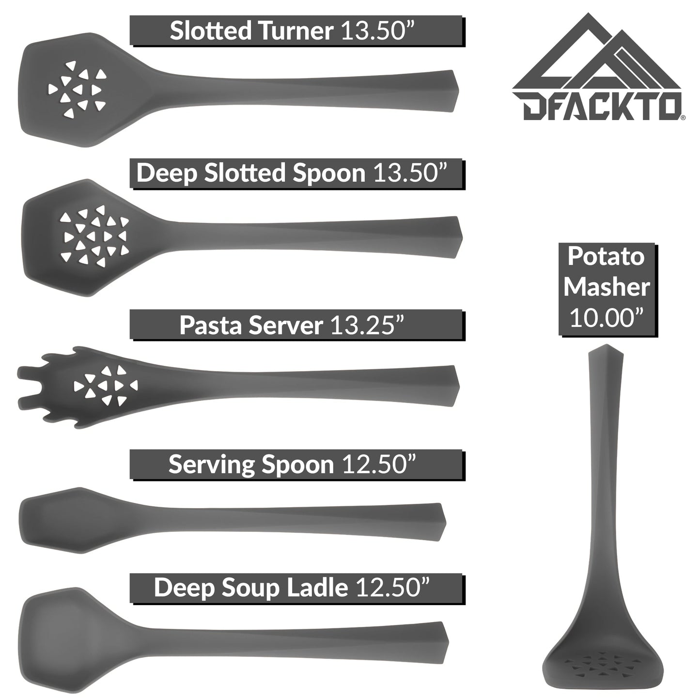 DFACKTO 6 Piece Heavy Duty Kitchen Utensil Set // Gray