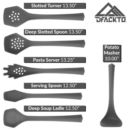 DFACKTO 6 Piece Heavy Duty Kitchen Utensil Set // Gray
