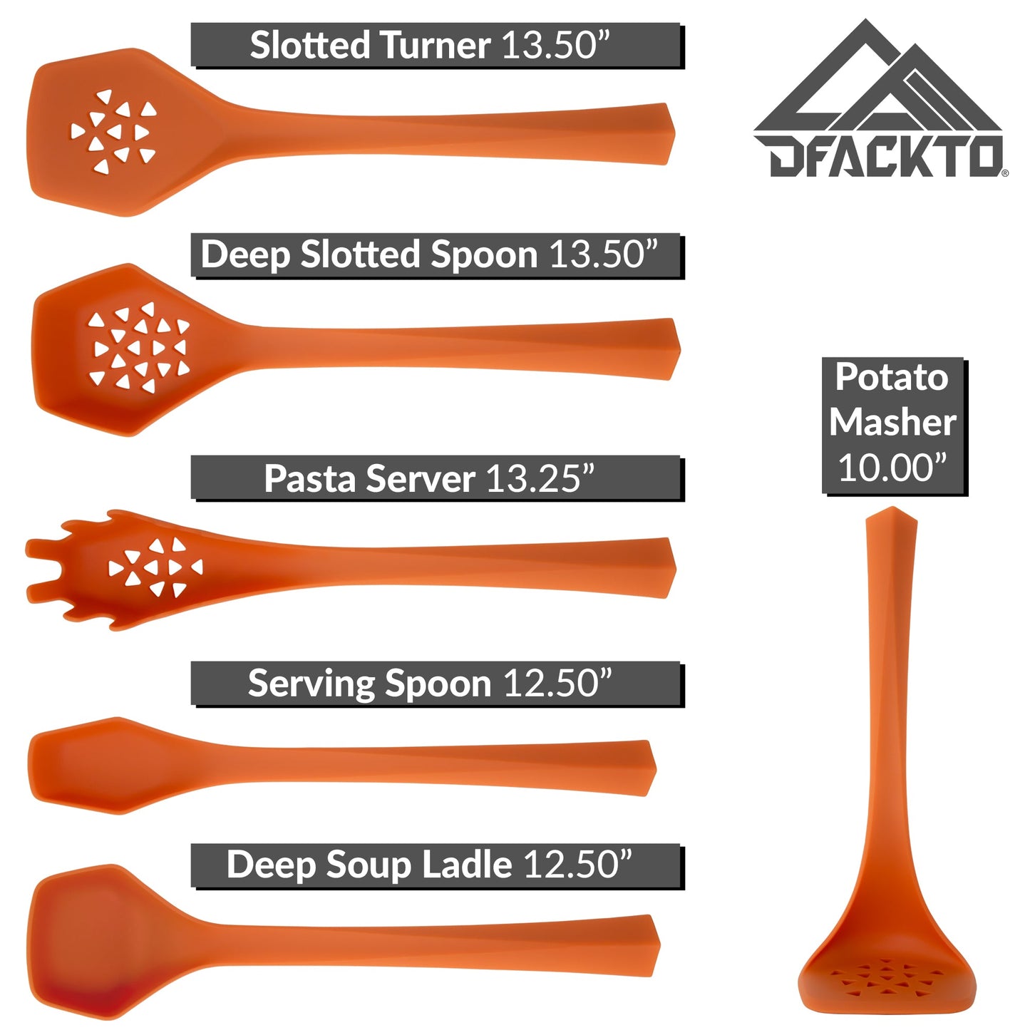 DFACKTO 6 Piece Heavy Duty Kitchen Utensil Set // Orange