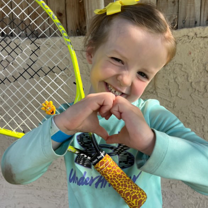 Racket Pets Giraffe Yellow  Tennis Overgrip Tape and Matching Shock Absorbing Dampener for Tennis Racket