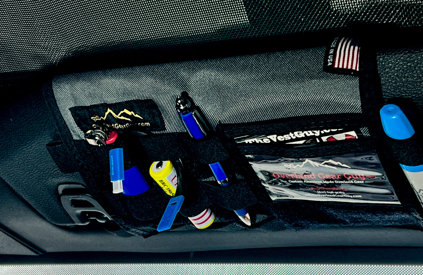 Overland Gear Guy Jeep Gladiator MOLLE Visor Organizer - Tacoma Visor