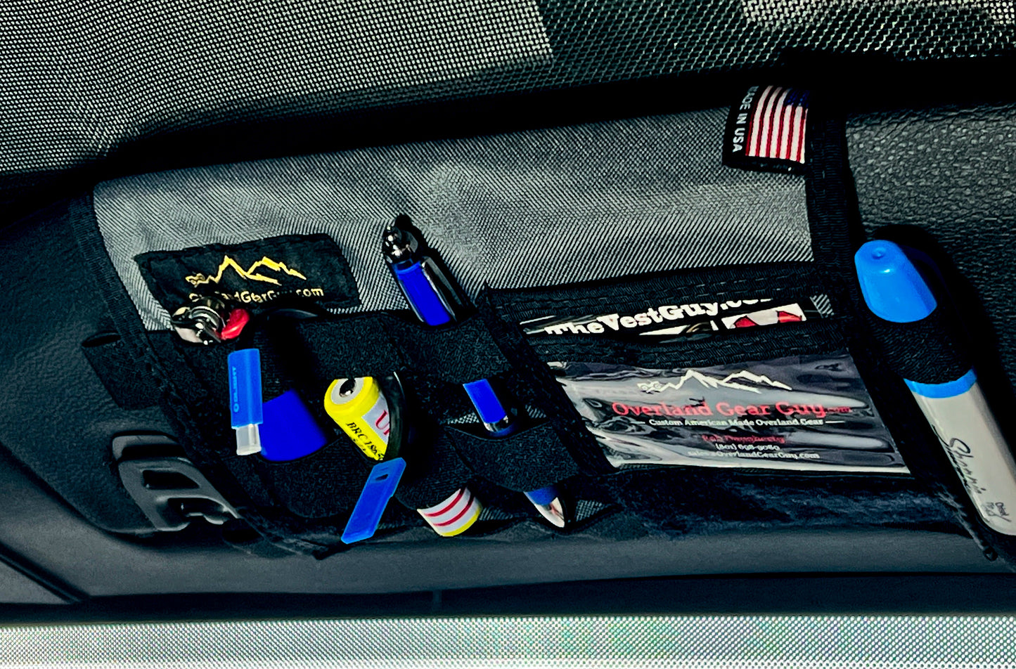 Overland Gear Guy Jeep Gladiator MOLLE Visor Organizer - Tacoma Visor