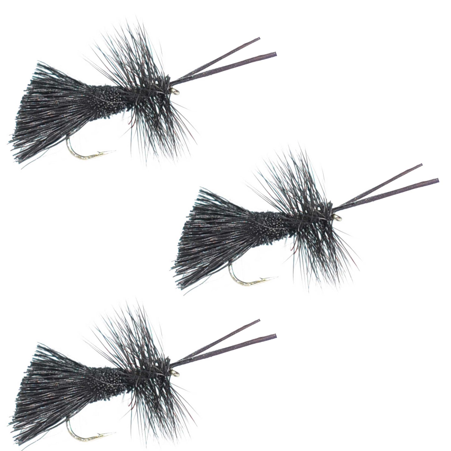 The Fly Fishing Place 3 Pack Goddard Caddis Black Dry Fly - Hook Size 14