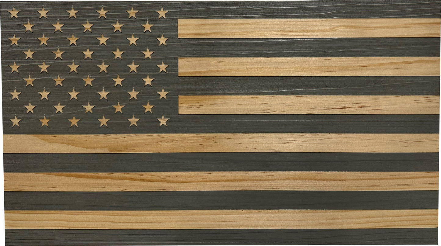 Bellewood Designs - American Flag Decorative & Secure Wall-Mounted Gun Cabinet (Gray)