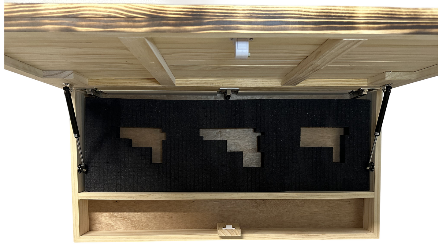Bellewood Designs - Classic Burnt Wood American Flag Gun Storage Cabinet (Gray)