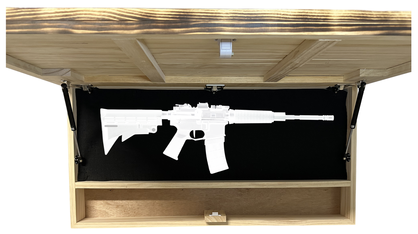 Bellewood Designs - Classic Burnt Wood American Flag Gun Storage Cabinet (Gray)