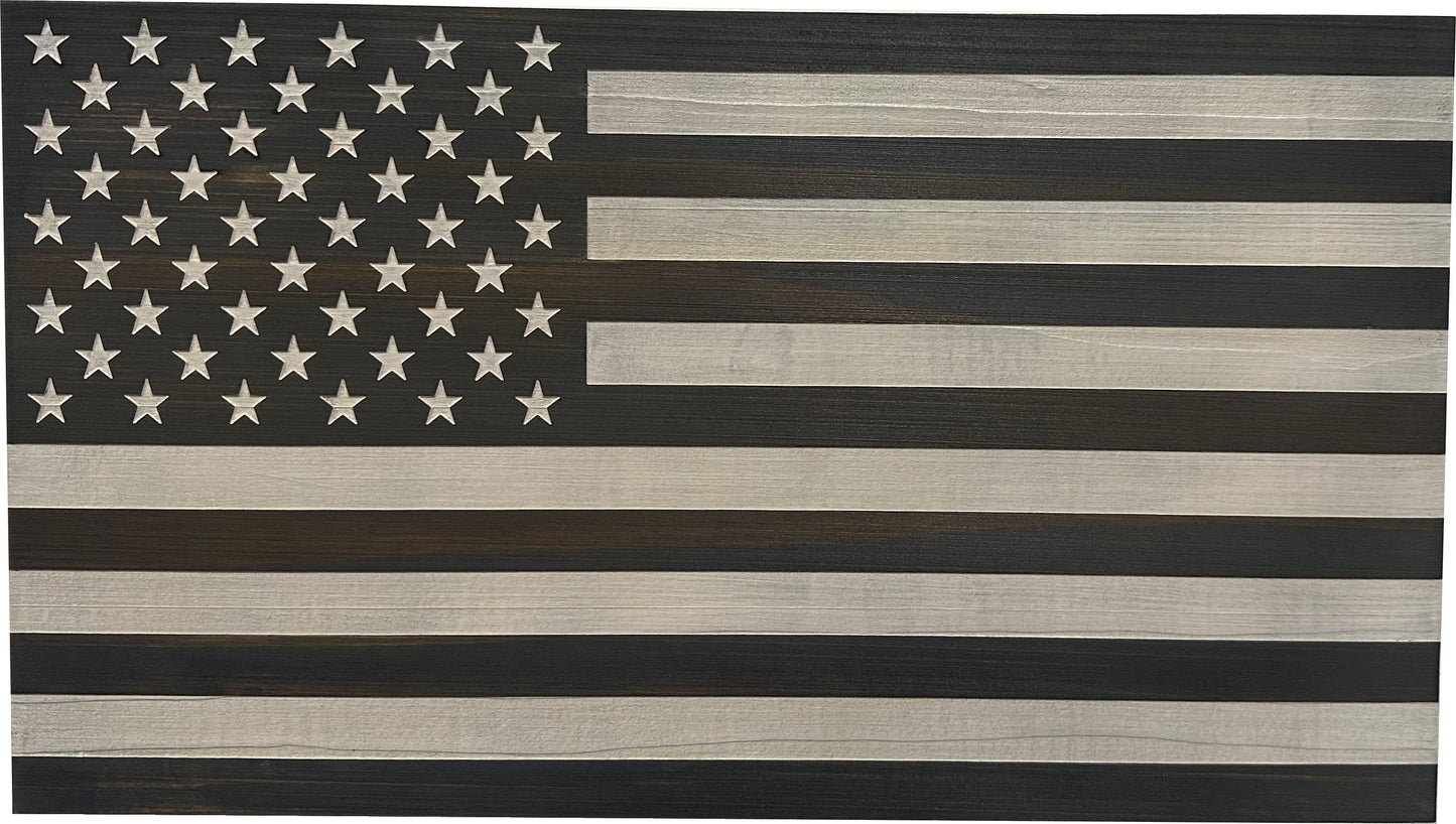 Bellewood Designs - American Flag Decorative & Secure Wall-Mounted Gun Cabinet (Gray & White)