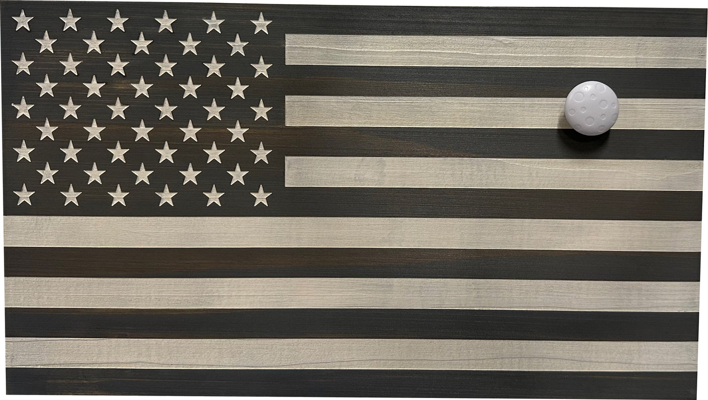 Bellewood Designs - American Flag Decorative & Secure Wall-Mounted Gun Cabinet (Gray & White)