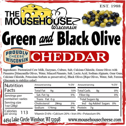 Mousehouse Cheesehaus Green & Black Olive Cheddar