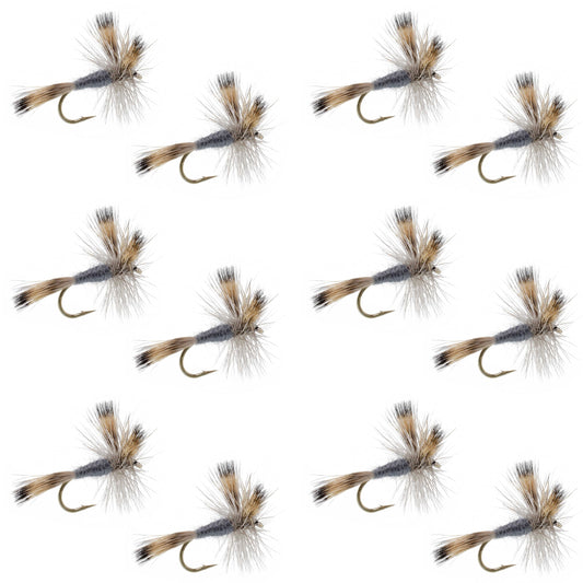The Fly Fishing Place Gray Wulff Classic Trout Dry Fly -12 Flies Hook Size 14