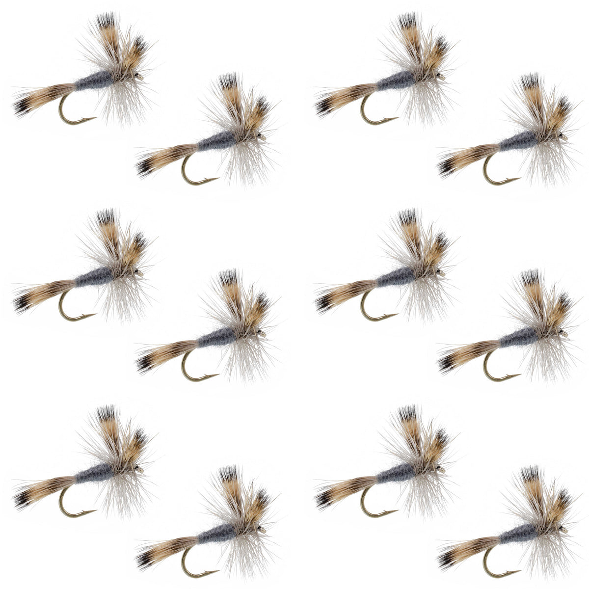 The Fly Fishing Place Gray Wulff Classic Trout Dry Fly -12 Flies Hook Size 8