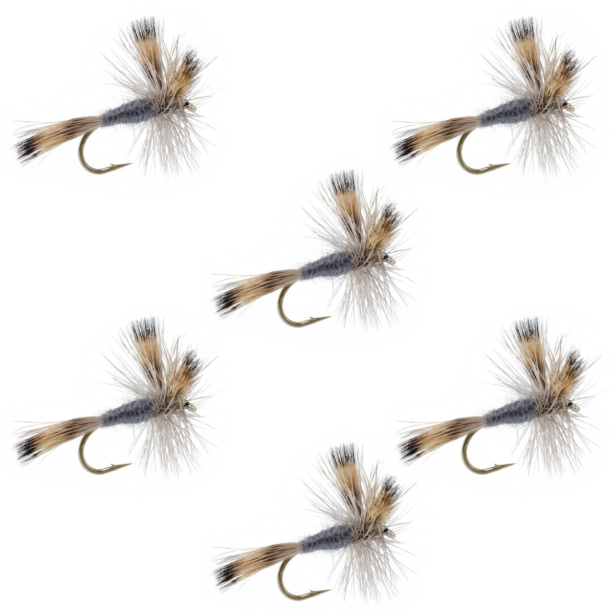 The Fly Fishing Place Gray Wulff Classic Trout Dry Fly - 6 Flies Hook Size 10