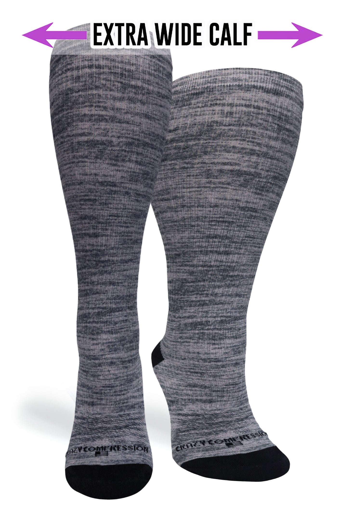 Crazy Compression Grey Heather - (Standard & Extra Wide)