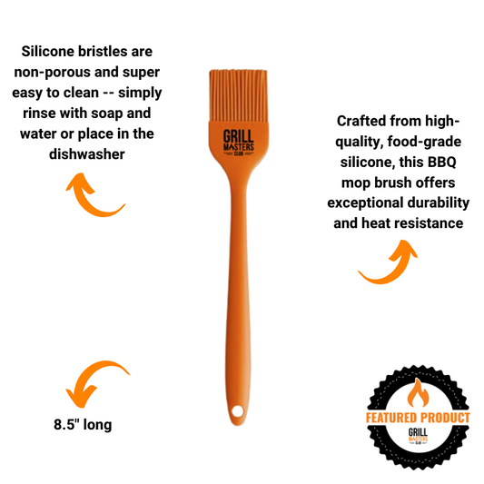 Grill Masters Club 8.5" Silicone BBQ Mop Brush - Orange