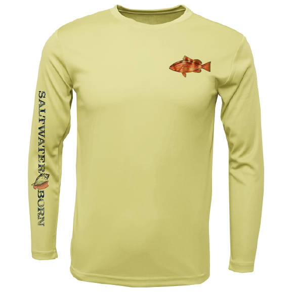Saltwater Born Grouper on Chest Long Sleeve UPF 50+ Dry-Fit Shirt