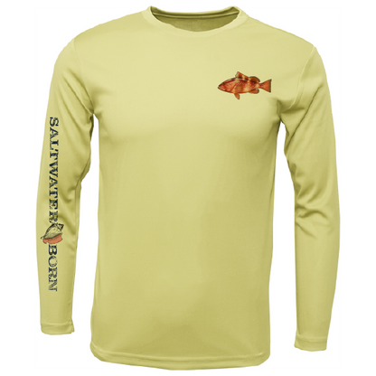 Saltwater Born Grouper on Chest Long Sleeve UPF 50+ Dry-Fit Shirt