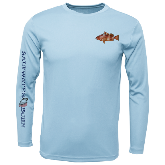 Saltwater Born Grouper on Chest Long Sleeve UPF 50+ Dry-Fit Shirt