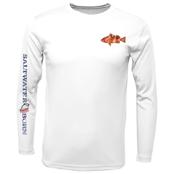 Saltwater Born Grouper on Chest Long Sleeve UPF 50+ Dry-Fit Shirt