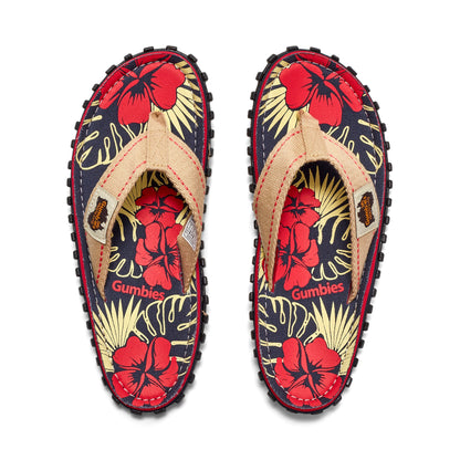 Gumbies Islander Flip-Flops - Women's - Denim Hibiscus