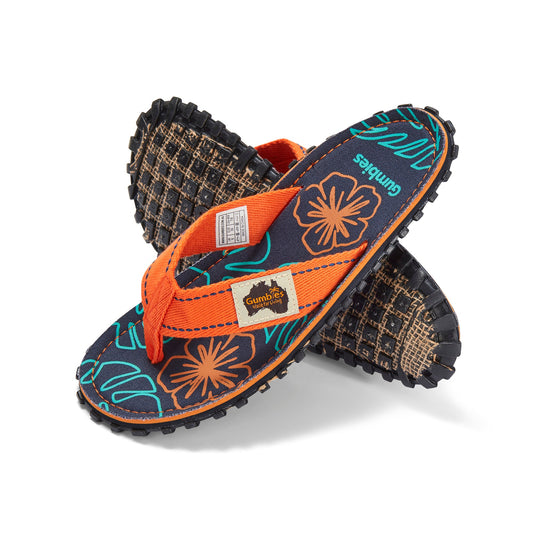 Gumbies Islander Flip-Flops - Men's - Orange Hibiscus