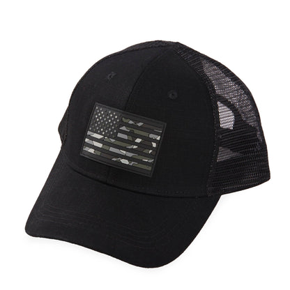 Highland Tactical American Flag-Camo PVC Trucker Mesh Hat