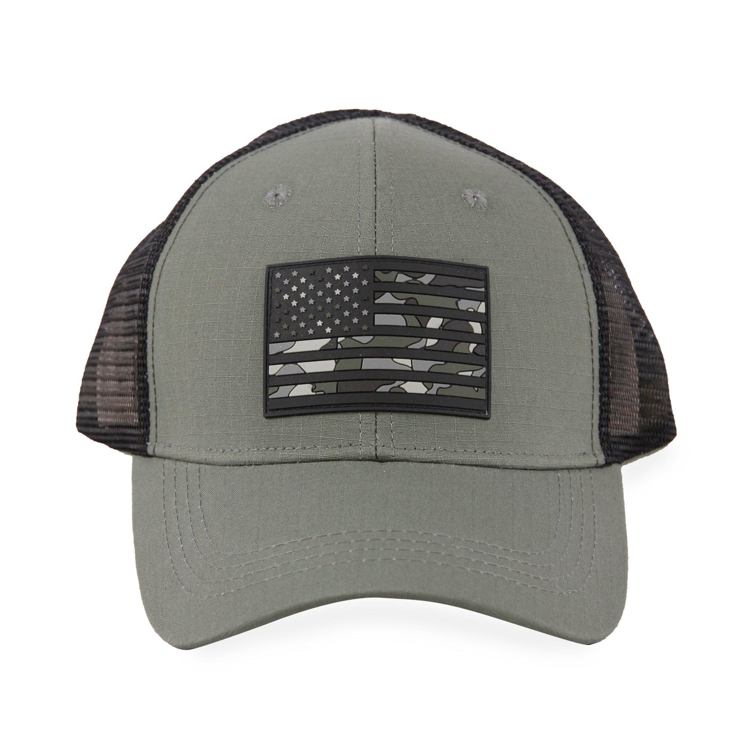 Highland Tactical American Flag-Camo PVC Trucker Mesh Hat