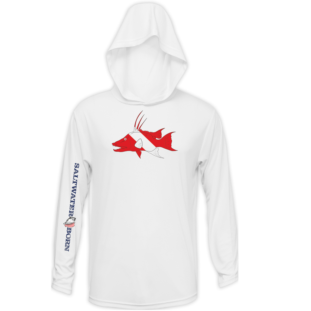 Saltwater Born Hogfish Diver Long Sleeve UPF 50+ Dry-Fit Hoodie