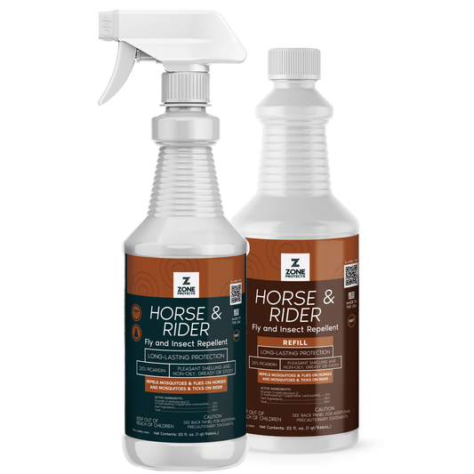 Zone Protects Horse & Rider Fly & Insect Repellent Spray-Refill, 32oz Bundle