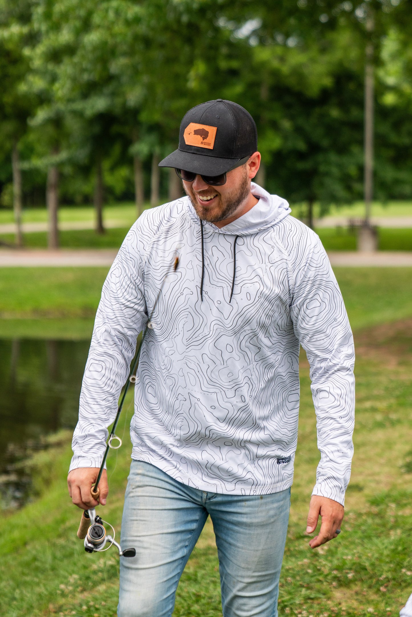 Hooked & Tagged  - Men's Topographical Performance Hoodie