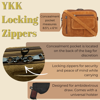 Concealed Carry Hadley Suede Crossbody by Lady Conceal