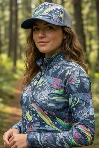 FisheWear HaliBorealis Abstract Trucker Hat