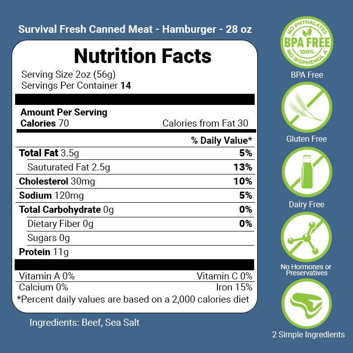 Survival Frog Ground Beef Canned Meat