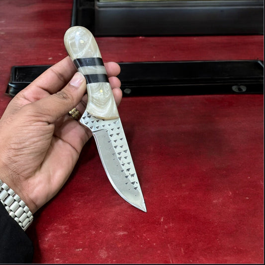 Texan Knives Premium Handcrafted Cowboy Knife – 8" Rasp Blade, Resin Handle & Leather Sheath