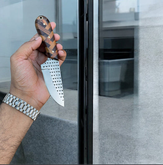 Texan Knives Handmade Cowboy Belt Knife with Western Leather Sheath – 8" Rasp Steel Blade